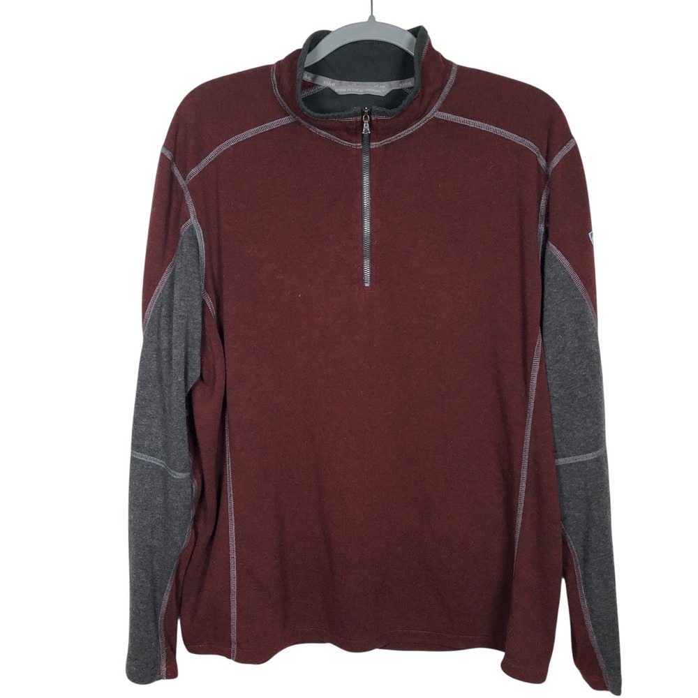 KUHL Kashmira 1/4 Zip Fleece‎ Sweater Mens XL Pullover Outdoor Burgundy *Flaw